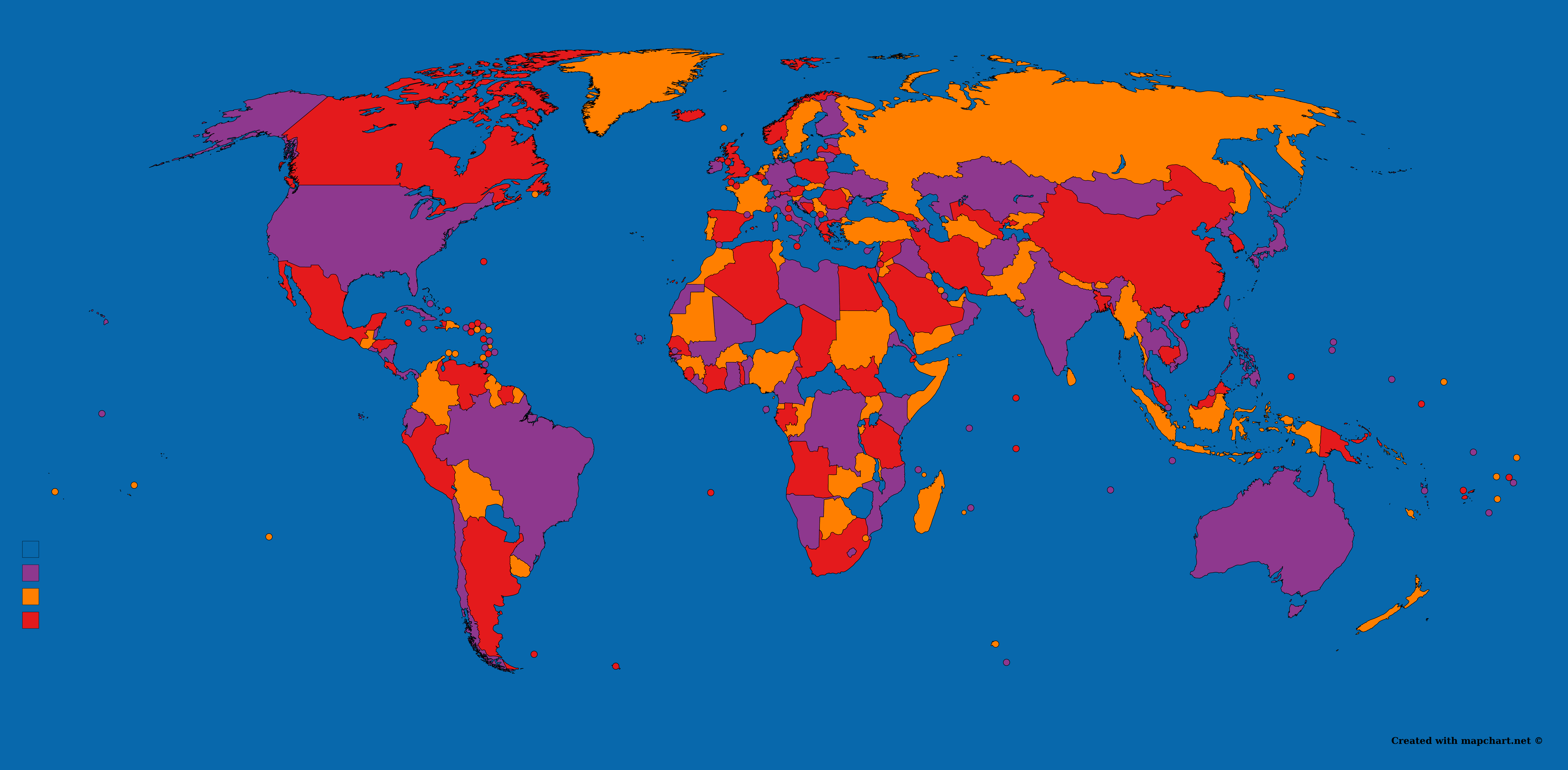 Le théorème des quatre couleurs sur la carte du monde